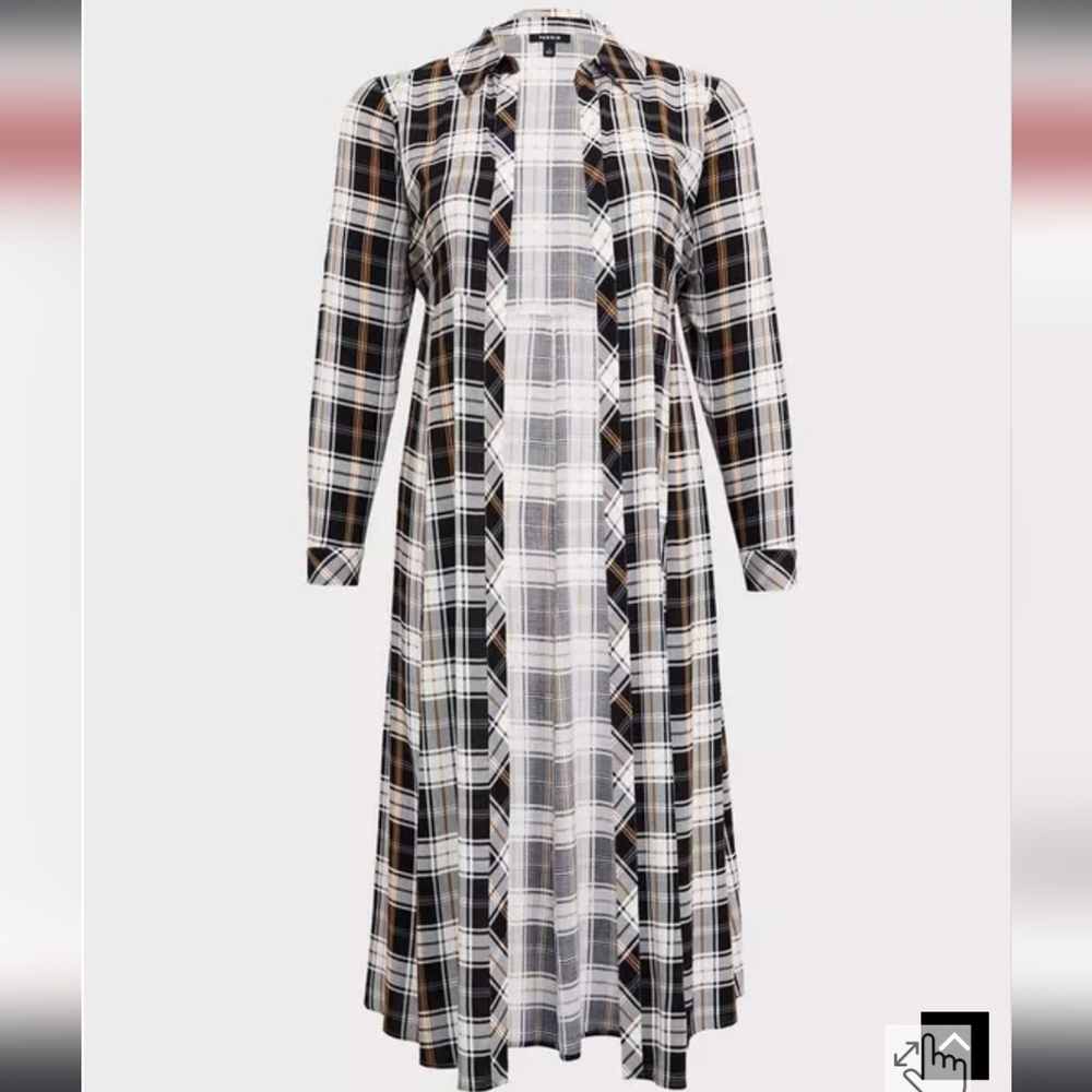 Torrid BLUE/black/white Plaid Challis Shirt Jacket Size 0X